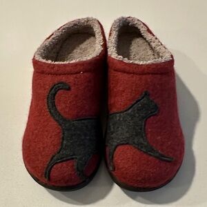 Red Slippers with Cat Design